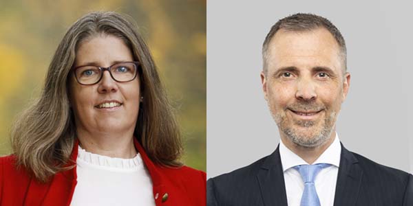 Susanne Arvidsson, forskare och lärare vid Ekonomihögskolan i Lund och Magnus Persson vd, Skanska Sverige