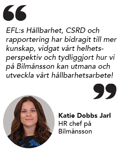 Katie Dobbs Jarl på Bilmånsson om EFL Hållbarhet, CSRD och rapportering